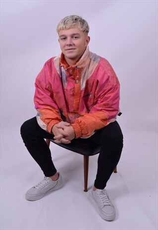 VINTAGE 80'S CRAZY PRINT WINDBREAKER SKI JACKET SIZE LARGE