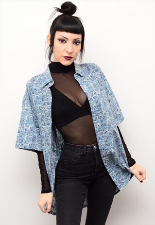 VINTAGE 90'S INDIE ABSTRACT PATTERNED OVERSIZED SHIRT