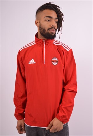 ADIDAS MENS VINTAGE TRACKSUIT TOP MEDIUM RED 90S