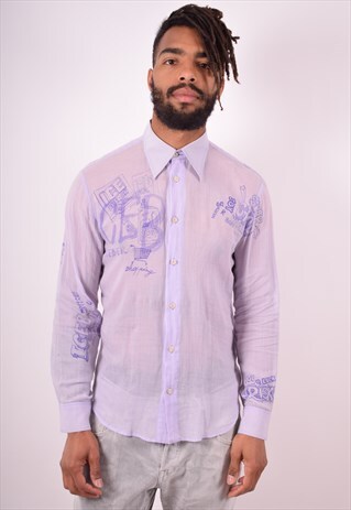 ICEBERG MENS VINTAGE SHIRT MEDIUM PURPLE 90S