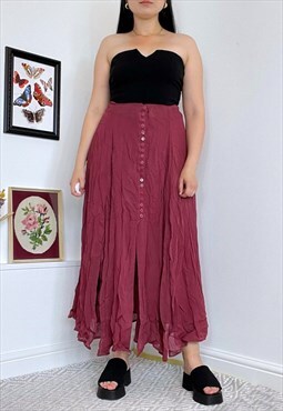 Vintage 90s Red Midi Skirt