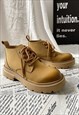 PREPPY BOOTS TRACTOR SOLE SHOES HIPSTER TRAINERS YELLOW