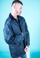 VINTAGE 1990S QUILTED COAT IN NAVY BLUE