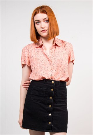 VINTAGE PINK FLORAL CUTE BLOUSE SHIRT