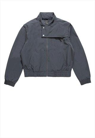 GORPCORE GRUNGE JACKET DETACHABLE UTILITY BOMBER IN GREY