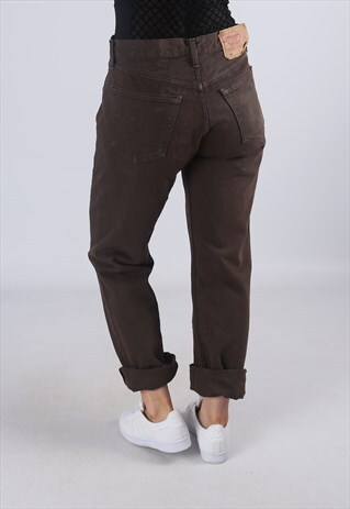 LEVIS 501'S DENIM JEANS BOYFRIEND HIGH WAISTED UK 12 (EA3R)