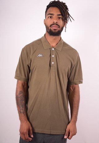 KAPPA MENS VINTAGE POLO SHIRT XL KHAKI 90S