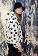 DAISY FLEECE HOODIE THIN FLUFFY FLORAL BRIGHT JACKET WHITE