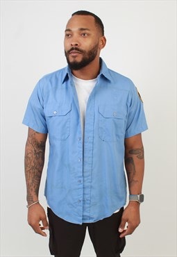 "Vintage Wrangler light blue short sleeve western shirt
