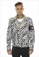 Leather moto jacket motley crue in zebra