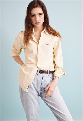 90'S RETRO O'NEILL STRIPED BOYFRIENDS SHIRT TOP