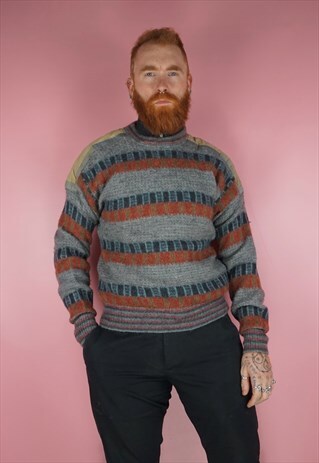 VINTAGE 1980S STRIPPED KNIT JUMPER