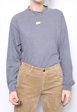 VINTAGE 90S GREY POLO HIGH TURTLE ROLL NECK TOP