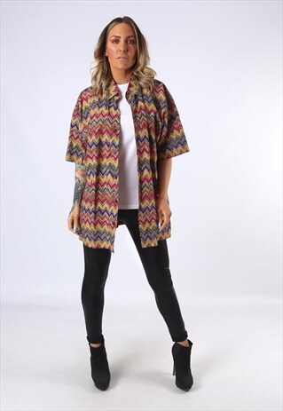 PRINT PATTERNED SHIRT OVERSIZED FITTED UK 18 - 20 (HDAF)