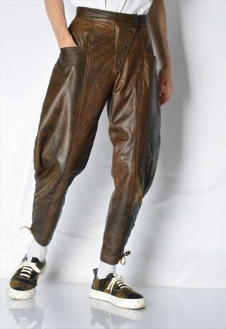 leather trousers brown pants retro asos marketplace 50s shorts