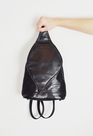 BLACK FAUX LEATHER RUCKSACK BAG