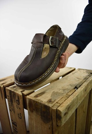 VINTAGE 90S DR MARTENS CHUNKY TAN BROWN BUCKLE SHOES