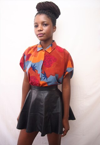VINTAGE ORANGE MULTI ABSTRACT PRINT SHIRT
