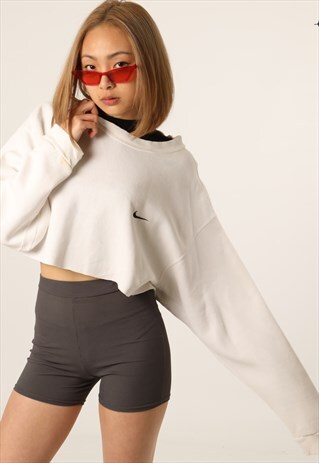 VINTAGE NIKE EMBROIDERED LOGO CROPPED SWEATSHIRT
