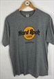 HARD ROCK CAFE MEN'S GREY AND YELLOW T-SHIRT