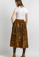 ESCADA VINTAGE 1980S SKIRT, PLEATED BROWN SKIRT 80S 5956