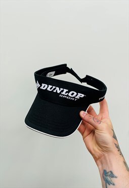 vintage DUNLOP Visor Embroidered Black Hat Cap