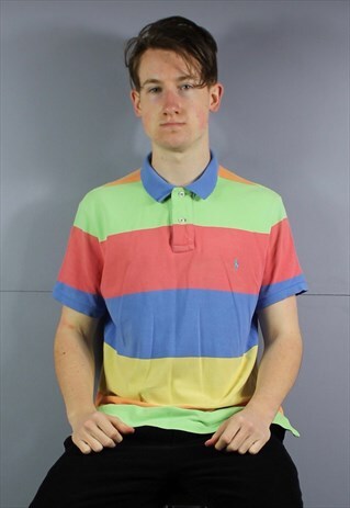 VINTAGE POLO RALPH LAUREN POLO SHIRT IN MULTICOLOUR WITH EMB
