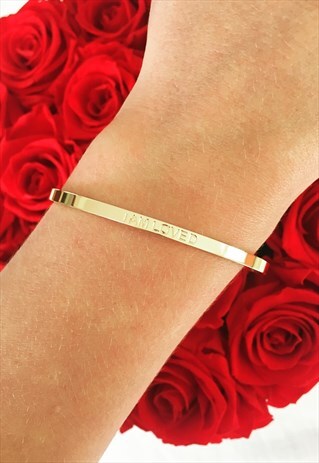 I AM LOVED GOLD PLATED AFFIRMATION MANTRA BANGLE