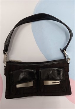 Vintage 00s Shoulder Bag Brown Black Brown Striped 