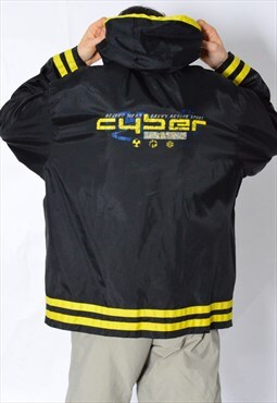 Vintage 90s Black Yellow Cyber Ski Lightweight Jacket