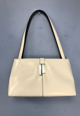 00's Y2k Handbag White Classic Zip Closure 