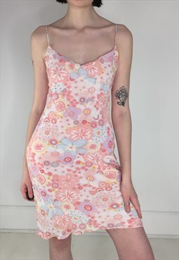 Vintage 90s Dress Etam Summer Overlay Floral Midi Strappy