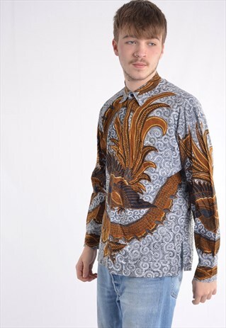 VINTAGE ABSTRACT CRAZY PATTERNED FESTIVAL SHIRT
