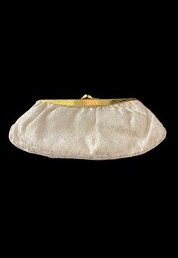 CRF Vintage 50's Cream Gold Brocade Gold Metal Bag