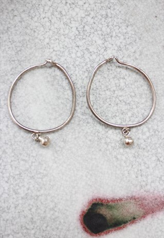 HANDMADE REAL SILVER HOOPS EARRINGS WITH TINSEL