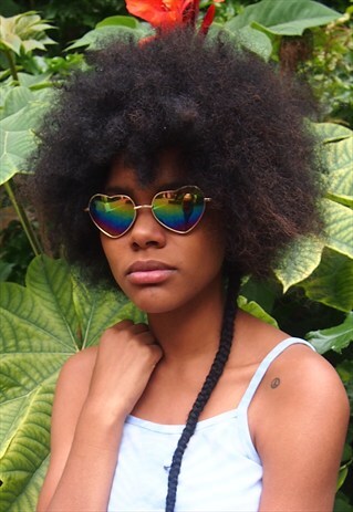 RAINBOW LENS REFLECTIVE HEART SUNGLASSES
