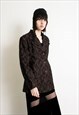 VINTAGE 90S LACE BLAZER JACKET BROWN
