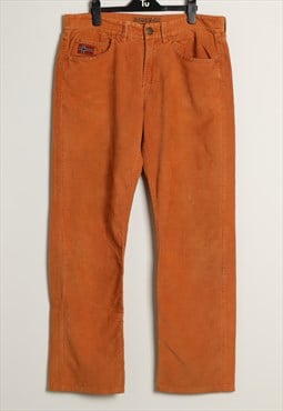 Vintage Napapijri Corduroy Straight Trousers Orange