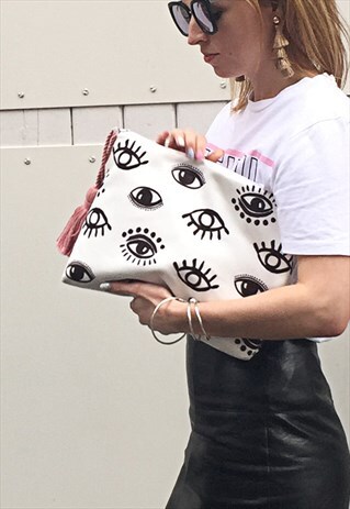 EVIL EYE ZIPPER POUCH BAG