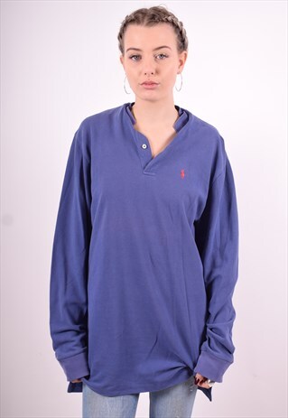 POLO RALPH LAUREN WOMENS VINTAGE POLO SHIRT XL PURPLE 90'S