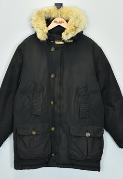 Vintage Woolrich Parka Coat Black XLarge