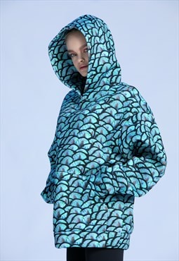 Peacock 3D Print Extra Oversized Hoodie, Techwear Hoodie