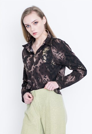VINTAGE PURPLE PATTERNED LONG SLEEVE RETRO SHIRT