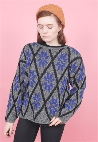 VINTAGE DIAMOND PATTERNED JUMPER /R2210