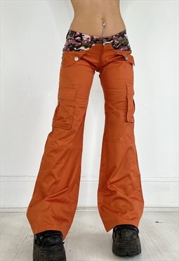 Vintage 90s Trousers Low Rise Wide Leg Camo Grunge Y2k 