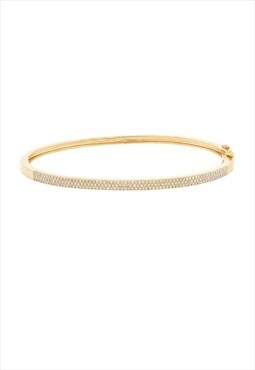 Three Row Bangle Bracelet Gold Plated Sterling Silver