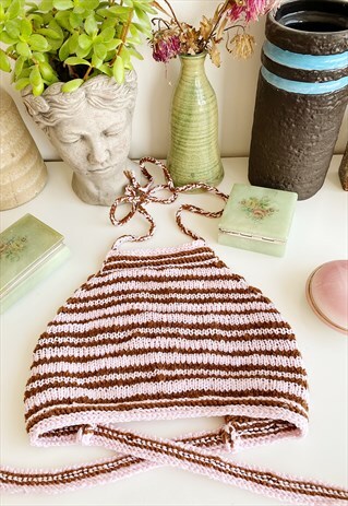 70S STYLE BOHO FESTIVAL JAZZY CROCHET HALTER CROP TOP