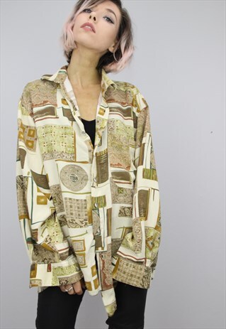 VINTAGE 80S/90S OVERSIZED PATTERNED SHIRT