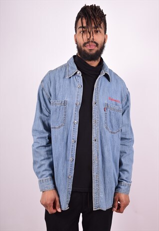 LEVI'S MENS VINTAGE DENIM SHIRT MEDIUM BLUE 90'S