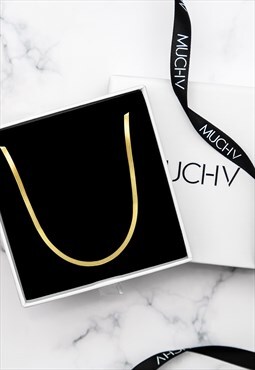 Women's Herringbone Chain Necklace - Adjustable - Gold